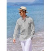 image:imageCOOFANDY Mens Cotton Linen Henley TShirt Long Sleeve Hippie Casual Beach TShirtsGray