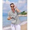 image:imageCOOFANDY Mens Cotton Linen Henley TShirt Long Sleeve Hippie Casual Beach TShirtsGray