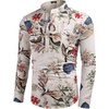 image:imageCOOFANDY Mens Cotton Linen Henley TShirt Long Sleeve Hippie Casual Beach TShirtsKhaki Floral