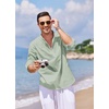 image:imageCOOFANDY Mens Cotton Linen Henley TShirt Long Sleeve Hippie Casual Beach TShirtsLight Green
