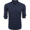 image:imageCOOFANDY Mens Cotton Linen Henley TShirt Long Sleeve Hippie Casual Beach TShirtsNavy Blue