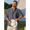 image:imageCOOFANDY Mens Cotton Linen Henley TShirt Long Sleeve Hippie Casual Beach TShirtsNavy Striped