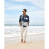 image:imageCOOFANDY Mens Cotton Linen Henley TShirt Long Sleeve Hippie Casual Beach TShirtsNavy Tiedye