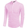 image:imageCOOFANDY Mens Cotton Linen Henley TShirt Long Sleeve Hippie Casual Beach TShirtsPink