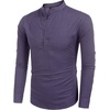 image:imageCOOFANDY Mens Cotton Linen Henley TShirt Long Sleeve Hippie Casual Beach TShirtsPurple
