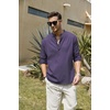image:imageCOOFANDY Mens Cotton Linen Henley TShirt Long Sleeve Hippie Casual Beach TShirtsPurple