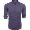 image:imageCOOFANDY Mens Cotton Linen Henley TShirt Long Sleeve Hippie Casual Beach TShirtsPurple