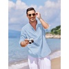 image:imageCOOFANDY Mens Cotton Linen Henley TShirt Long Sleeve Hippie Casual Beach TShirtsSky Blue