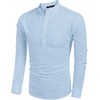 image:imageCOOFANDY Mens Cotton Linen Henley TShirt Long Sleeve Hippie Casual Beach TShirtsSky Blue