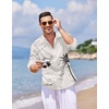 image:imageCOOFANDY Mens Cotton Linen Henley TShirt Long Sleeve Hippie Casual Beach TShirtsWhite  Palm Tree