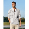 image:imageCOOFANDY Mens Cotton Linen Henley TShirt Long Sleeve Hippie Casual Beach TShirtsWhite  Palm Tree