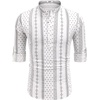 image:imageCOOFANDY Mens Cotton Linen Henley TShirt Long Sleeve Hippie Casual Beach TShirtsWhiteBlack Patterned