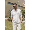 image:imageCOOFANDY Mens Cotton Linen Henley TShirt Long Sleeve Hippie Casual Beach TShirtsWhiteBlack Patterned