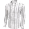 image:imageCOOFANDY Mens Cotton Linen Henley TShirt Long Sleeve Hippie Casual Beach TShirtsWhiteBlack Patterned