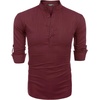 image:imageCOOFANDY Mens Cotton Linen Henley TShirt Long Sleeve Hippie Casual Beach TShirtsWine Red