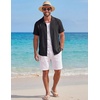 image:imageCOOFANDY Mens Cotton Shirts Short Sleeve Button Down Shirts Casual Beach Summer Cuban Collar ShirtBlack