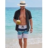image:imageCOOFANDY Mens Cotton Shirts Short Sleeve Button Down Shirts Casual Beach Summer Cuban Collar ShirtBlack