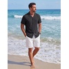 image:imageCOOFANDY Mens Cotton Shirts Short Sleeve Button Down Shirts Casual Beach Summer Cuban Collar ShirtBlack