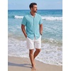 image:imageCOOFANDY Mens Cotton Shirts Short Sleeve Button Down Shirts Casual Beach Summer Cuban Collar ShirtBlue