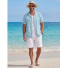 image:imageCOOFANDY Mens Cotton Shirts Short Sleeve Button Down Shirts Casual Beach Summer Cuban Collar ShirtBlue