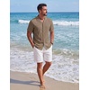 image:imageCOOFANDY Mens Cotton Shirts Short Sleeve Button Down Shirts Casual Beach Summer Cuban Collar ShirtKhaki