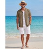 image:imageCOOFANDY Mens Cotton Shirts Short Sleeve Button Down Shirts Casual Beach Summer Cuban Collar ShirtKhaki