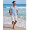 image:imageCOOFANDY Mens Cotton Shirts Short Sleeve Button Down Shirts Casual Beach Summer Cuban Collar ShirtLight Blue