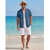 image:imageCOOFANDY Mens Cotton Shirts Short Sleeve Button Down Shirts Casual Beach Summer Cuban Collar ShirtNavy Blue
