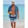 image:imageCOOFANDY Mens Cotton Shirts Short Sleeve Button Down Shirts Casual Beach Summer Cuban Collar ShirtNavy Blue