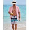 image:imageCOOFANDY Mens Cotton Shirts Short Sleeve Button Down Shirts Casual Beach Summer Cuban Collar ShirtPink