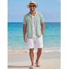 image:imageCOOFANDY Mens Cotton Shirts Short Sleeve Button Down Shirts Casual Beach Summer Cuban Collar ShirtSage Green