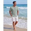 image:imageCOOFANDY Mens Cotton Shirts Short Sleeve Button Down Shirts Casual Beach Summer Cuban Collar ShirtSage Green