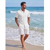 image:imageCOOFANDY Mens Cotton Shirts Short Sleeve Button Down Shirts Casual Beach Summer Cuban Collar ShirtWhite
