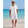 image:imageCOOFANDY Mens Cotton Shirts Short Sleeve Button Down Shirts Casual Beach Summer Cuban Collar ShirtWhite