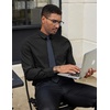 image:imageCOOFANDY Mens Dress Shirts Long Sleeve Button Down Formal Shirt Regular Fit Solid Business Casual ShirtsBlack