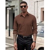 image:imageCOOFANDY Mens Dress Shirts Long Sleeve Button Down Formal Shirt Regular Fit Solid Business Casual ShirtsBrown