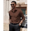 image:imageCOOFANDY Mens Dress Shirts Long Sleeve Button Down Formal Shirt Regular Fit Solid Business Casual ShirtsBrown