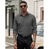 image:imageCOOFANDY Mens Dress Shirts Long Sleeve Button Down Formal Shirt Regular Fit Solid Business Casual ShirtsDark Grey