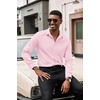 image:imageCOOFANDY Mens Dress Shirts Long Sleeve Button Down Formal Shirt Regular Fit Solid Business Casual ShirtsPink