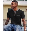 image:imageCOOFANDY Mens Henley Shirts Short Sleeve Casual Button TShirts Basic Tee Shirts Summer Vintage T Shirts with Pocket01 Black