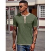 image:imageCOOFANDY Mens Henley Shirts Short Sleeve Casual Button TShirts Basic Tee Shirts Summer Vintage T Shirts with Pocket02 Army Green