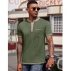 image:imageCOOFANDY Mens Henley Shirts Short Sleeve Casual Button TShirts Basic Tee Shirts Summer Vintage T Shirts with Pocket02 Army Green