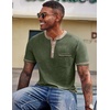 image:imageCOOFANDY Mens Henley Shirts Short Sleeve Casual Button TShirts Basic Tee Shirts Summer Vintage T Shirts with Pocket02 Army Green