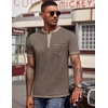 image:imageCOOFANDY Mens Henley Shirts Short Sleeve Casual Button TShirts Basic Tee Shirts Summer Vintage T Shirts with Pocket02 Brown