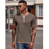 image:imageCOOFANDY Mens Henley Shirts Short Sleeve Casual Button TShirts Basic Tee Shirts Summer Vintage T Shirts with Pocket02 Brown