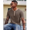 image:imageCOOFANDY Mens Henley Shirts Short Sleeve Casual Button TShirts Basic Tee Shirts Summer Vintage T Shirts with Pocket02 Brown