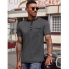 image:imageCOOFANDY Mens Henley Shirts Short Sleeve Casual Button TShirts Basic Tee Shirts Summer Vintage T Shirts with Pocket02 Dark GreyBlack