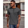 image:imageCOOFANDY Mens Henley Shirts Short Sleeve Casual Button TShirts Basic Tee Shirts Summer Vintage T Shirts with Pocket02 Dark GreyBlack