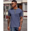 image:imageCOOFANDY Mens Henley Shirts Short Sleeve Casual Button TShirts Basic Tee Shirts Summer Vintage T Shirts with Pocket02 Navy BlueDark Grey