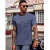 image:imageCOOFANDY Mens Henley Shirts Short Sleeve Casual Button TShirts Basic Tee Shirts Summer Vintage T Shirts with Pocket02 Navy BlueDark Grey